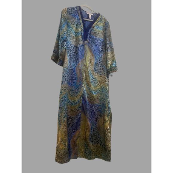 Oscar de la Renta Silk Abstract Animal Print Robe/ MuMu Sz M - Picture 2 of 6